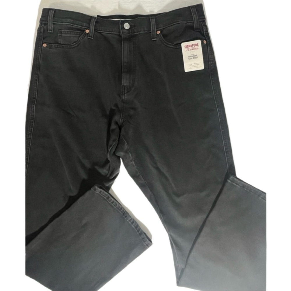 Levi Strauss Signature Heritage Faded Black Jeans High Rise Kick Boot 14 /32 NWT